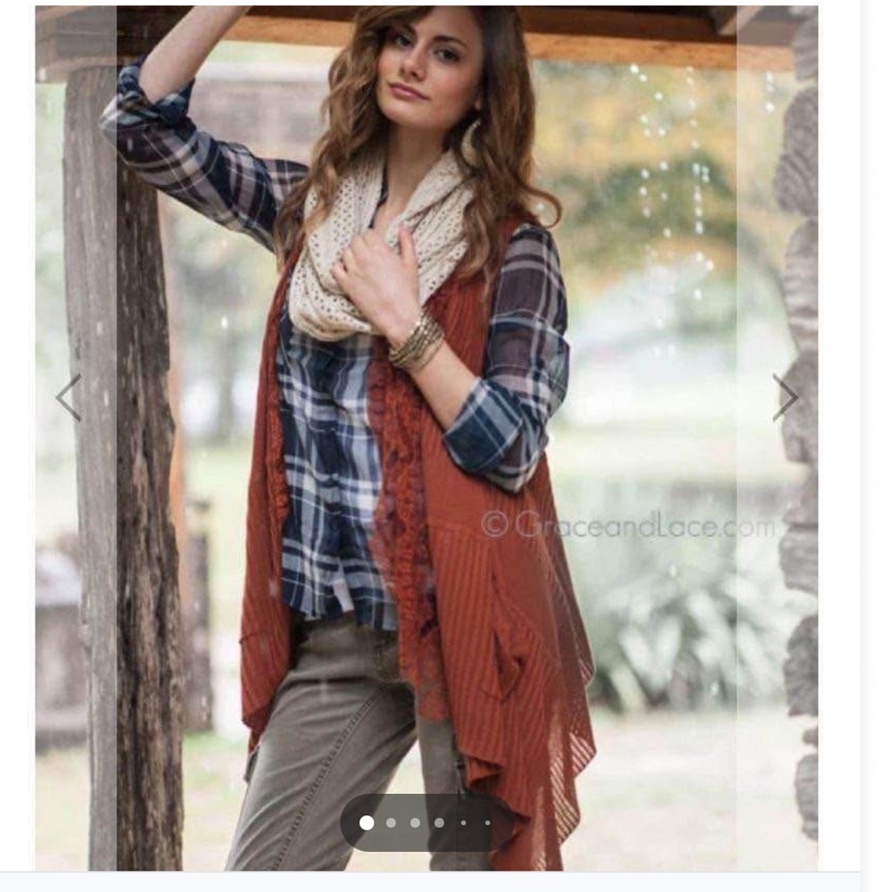 Grace & Lace Rust Knit Lace Vest